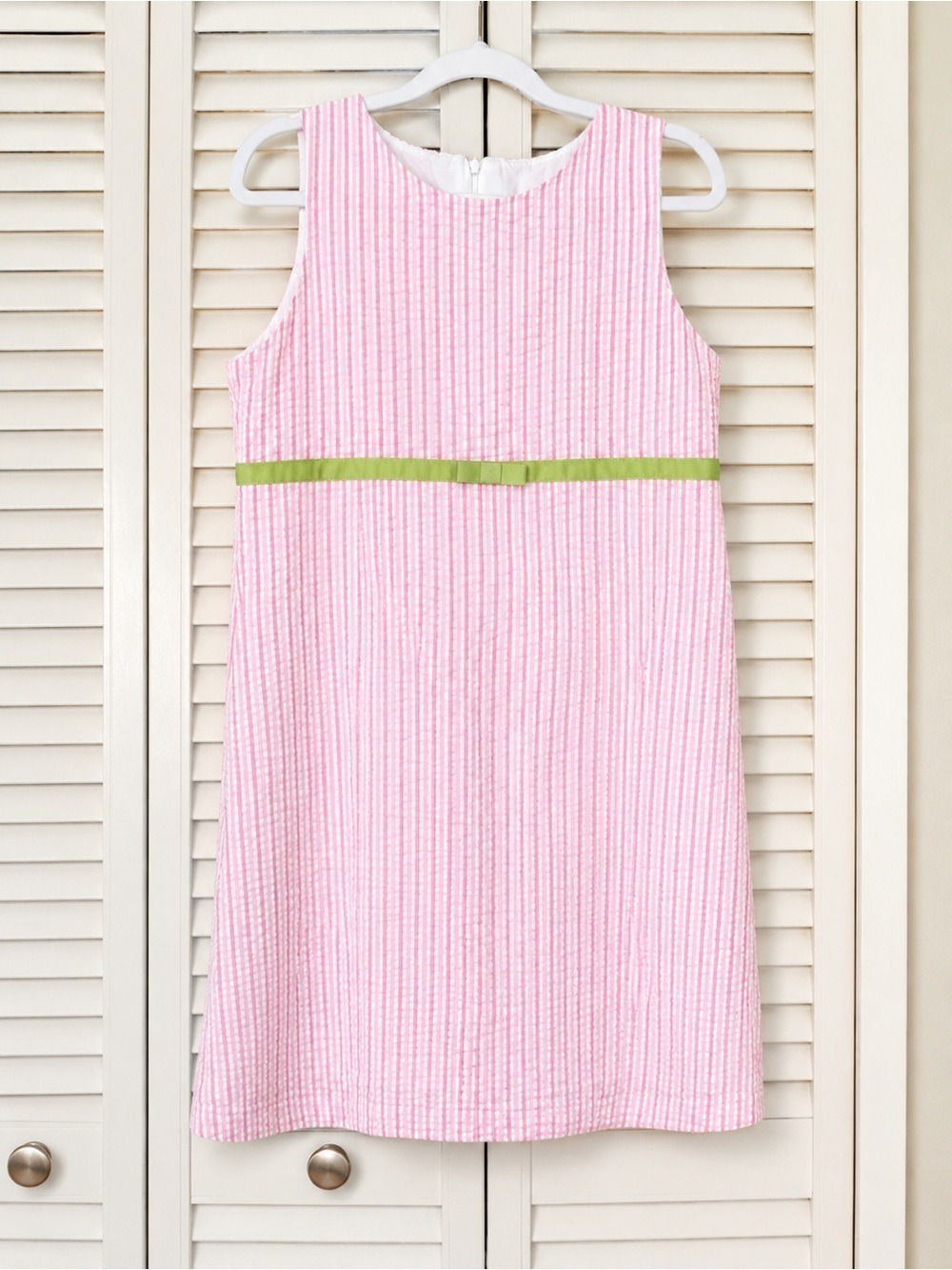 Hartstrings Girls Pink White Seersucker Sleeveless Dress Size 16